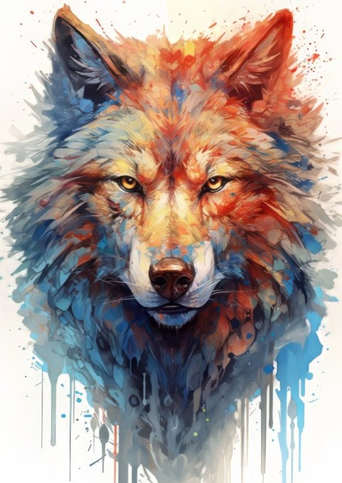 Plakat Portret Z Głową Wilka