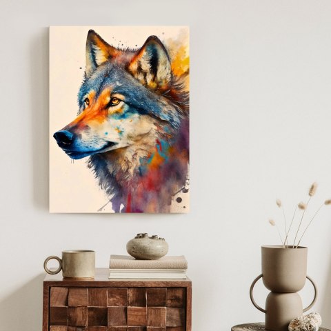 Plakat Portret Z Kolorowym Wilkiem