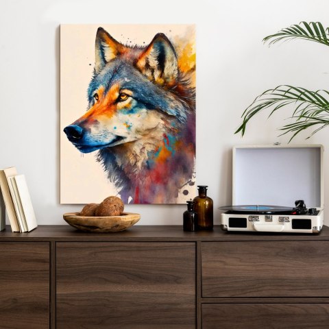 Plakat Portret Z Kolorowym Wilkiem