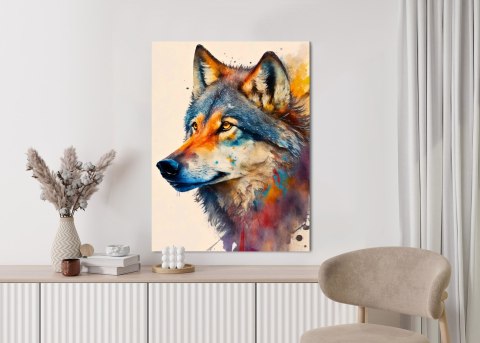 Plakat Portret Z Kolorowym Wilkiem