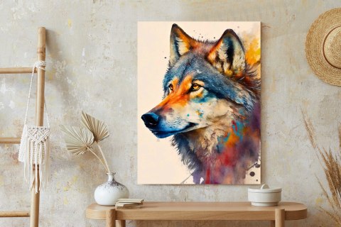 Plakat Portret Z Kolorowym Wilkiem