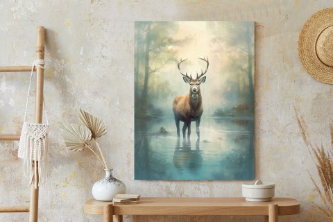 Plakat Spokojny I Pełen Wdzięku Stojący Jeleń