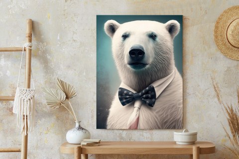 Plakat Stylowy Niedźwiedź W Muszce