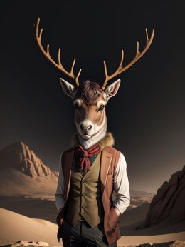 Plakat Ubrany Jeleń Na Pustyni