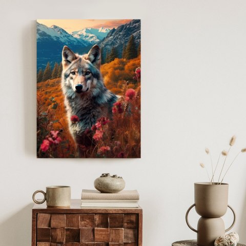 Plakat Wilk W Naturze W Górskiej Dolinie Wśród Kwiatów