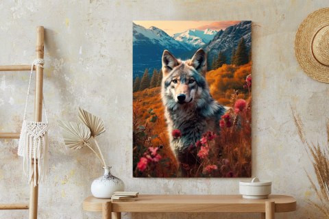 Plakat Wilk W Naturze W Górskiej Dolinie Wśród Kwiatów