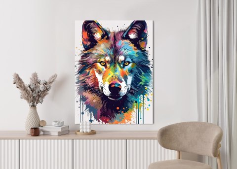 Plakat Wilk W Różnobarwnych Farbach