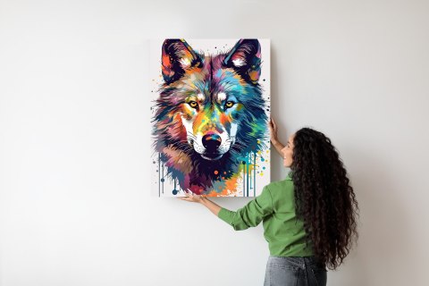 Plakat Wilk W Różnobarwnych Farbach