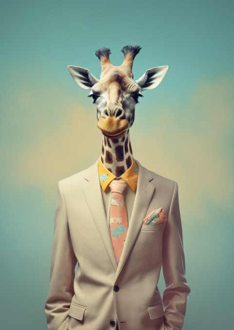 Plakat Żyrafa Jako Pan Młody W Kostiumie