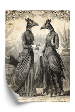 Plakat Ilustracja Z Żyrafami Vintage