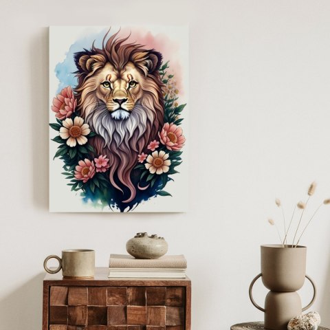 Plakat Kwiaty I Lew Z Grzywą