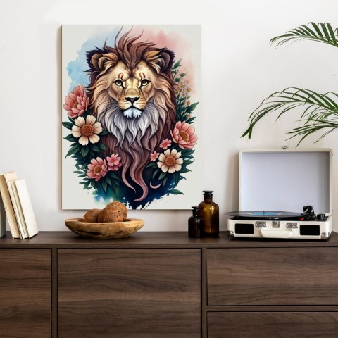 Plakat Kwiaty I Lew Z Grzywą