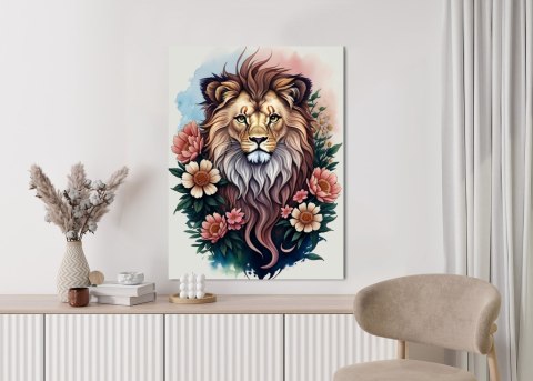 Plakat Kwiaty I Lew Z Grzywą
