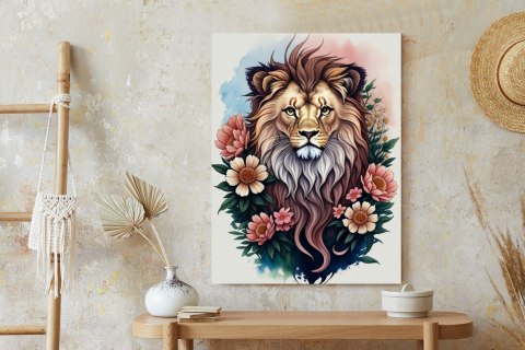 Plakat Kwiaty I Lew Z Grzywą