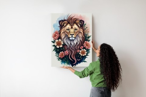 Plakat Kwiaty I Lew Z Grzywą