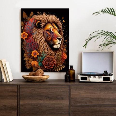 Plakat Lew Udekorowany Kwiatami