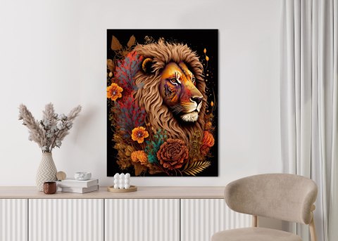 Plakat Lew Udekorowany Kwiatami