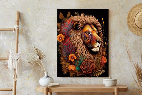 Plakat Lew Udekorowany Kwiatami