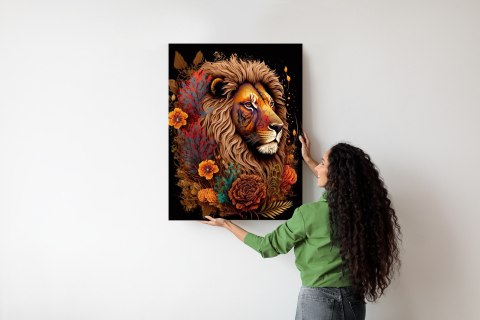 Plakat Lew Udekorowany Kwiatami
