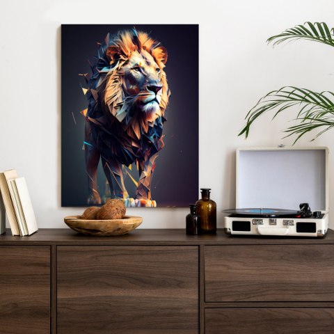 Plakat Lew W Geometrycznym Stylu