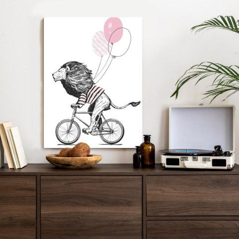 Plakat Lew W Koszulce Na Rowerze