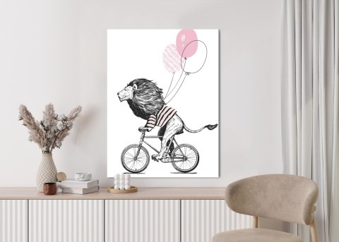 Plakat Lew W Koszulce Na Rowerze