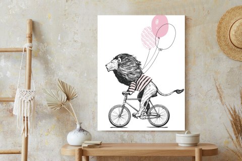 Plakat Lew W Koszulce Na Rowerze