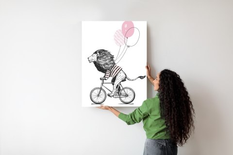 Plakat Lew W Koszulce Na Rowerze