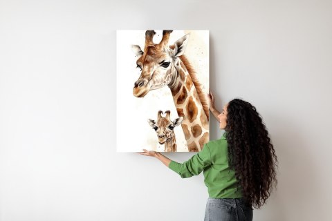 Plakat Mała Żyrafa Z Mamą