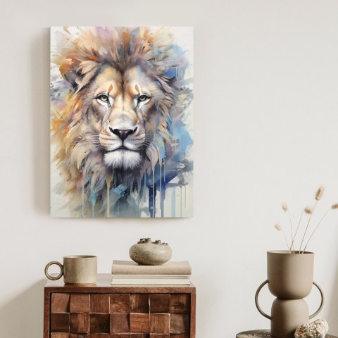Plakat Malowana Farbami Głowa Lwa