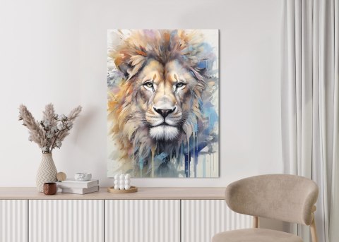 Plakat Malowana Farbami Głowa Lwa