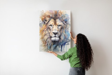 Plakat Malowana Farbami Głowa Lwa