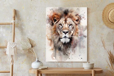 Plakat Malowany Farbami Portret Lwa