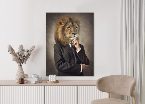 Plakat Mężczyzna W Garniturze Z Głową Lwa