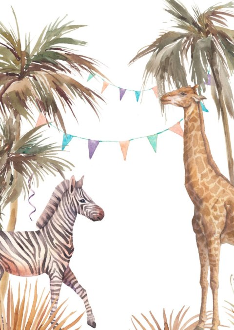 Plakat Safari Ze Słoniem Małpą Lampartem I Żyrafą