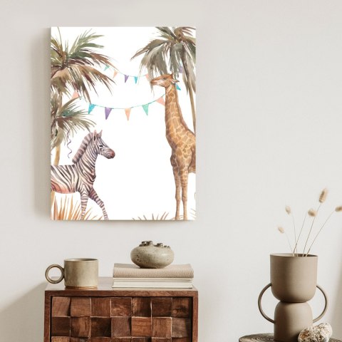 Plakat Safari Ze Słoniem Małpą Lampartem I Żyrafą