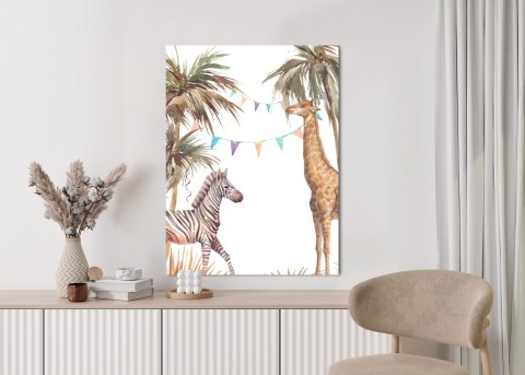 Plakat Safari Ze Słoniem Małpą Lampartem I Żyrafą