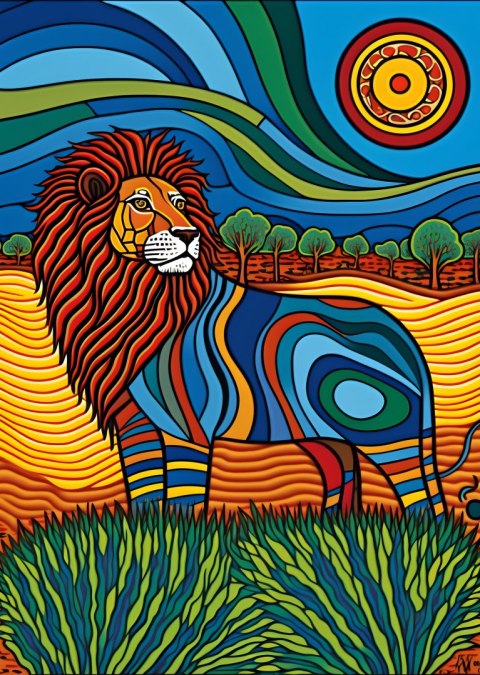 Plakat Surrealistyczna Grafika Lew