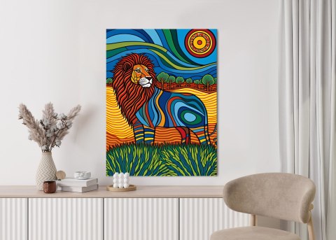 Plakat Surrealistyczna Grafika Lew