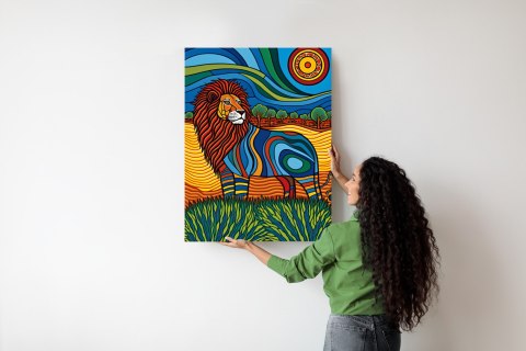 Plakat Surrealistyczna Grafika Lew