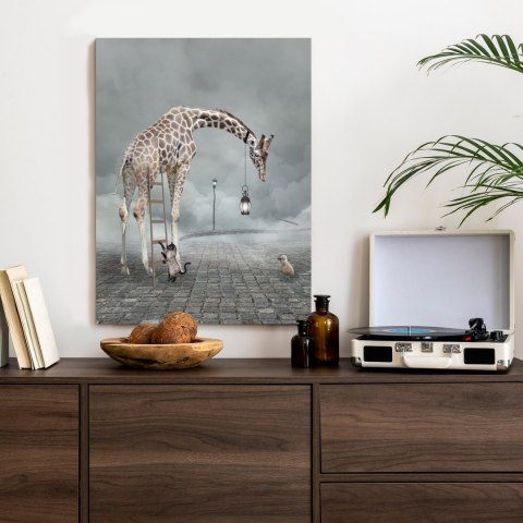 Plakat Surrealistyczna Żyrafa Kot Drabina I Lampa