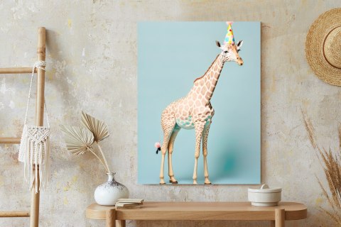 Plakat Żyrafa W Czapce Urodzinowej