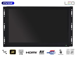 Monitor dotykowy ips open frame led 13cali full hd vga hdmi usb av 12v 230v