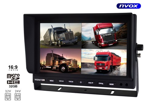 Monitor samochodowy lcd 9cali z obsługą 4 kamer i funkcją dvr rejestratora 12v 24v Monitor samochodowy lcd 9cali z obsługą 4 kamer i funkcją dvr rejestratora 12v 24v