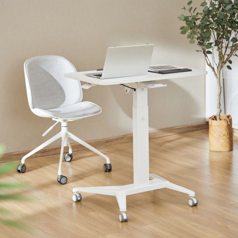 Mobilne biurko stolik na laptop Maclean, białe, pneumatyczna regulacja wysokości, 80x52cm, 8kg max, 109cm wys, MC-453W Mobilne biurko stolik na laptop Maclean, białe, pneumatyczna regulacja wysokości, 80x52cm, 8kg max, 109cm wys, MC-453W