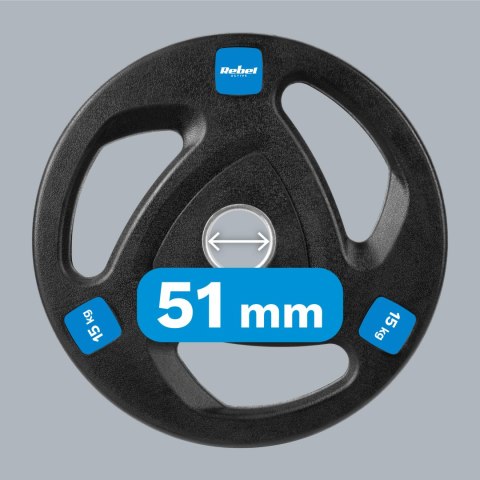 Obciążenie żeliwne olimpijskie gumowane zestaw 2x15kg, otwór 51mm , REBEL ACTIVE Obciążenie żeliwne olimpijskie gumowane zestaw 2x15kg, otwór 51mm , REBEL ACTIVE