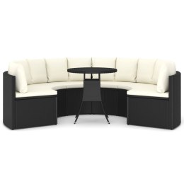 7-częściowa sofa ogrodowa z poduszkami, rattan PE, czarna