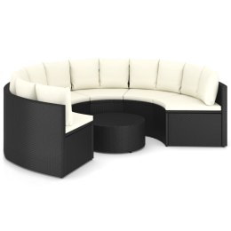 7-częściowa sofa ogrodowa z poduszkami, rattan PE, czarna