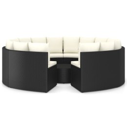 9-częściowa sofa ogrodowa z poduszkami, rattan PE, czarna