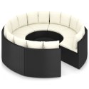 9-częściowa sofa ogrodowa z poduszkami, rattan PE, czarna